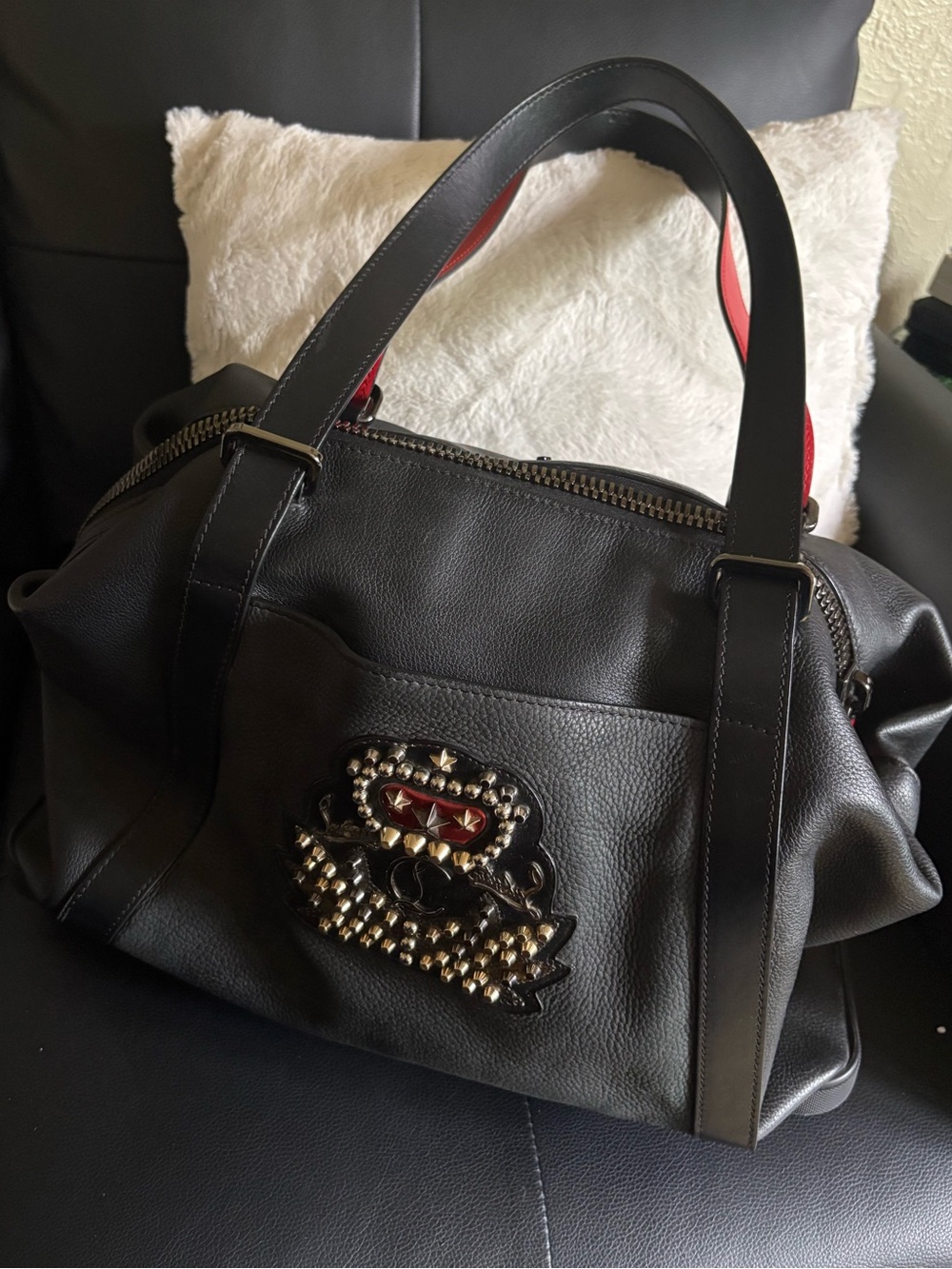 Christian Louboutin Leather Embellished Duffel Bag~EUC